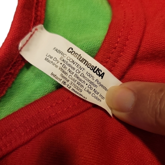 Costumes USA Christmas Elf outfit, onesie, red, green, yellow - Picture 4 of 10
